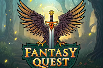 draw medieval, fantasy, rpg gaming logo design illustration