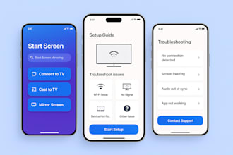 create a custom screen mirroring, TV casting app, tv control app, screen sharing