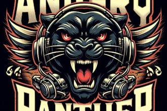 design high quality panther mascot logo with t shirt design