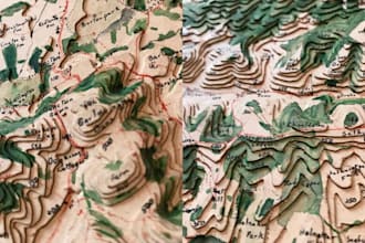 model 3d terrain map shaded relief map, gis mapping and topographic surface map