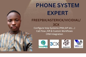 install and configure voip systems with freepbx, 3cx ,asterisk, vicidial