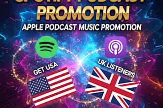 do spotify podcast promotion get USA, UK listeners apple podcast music promotion