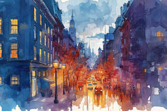 paint architecture or cityscape in watercolor