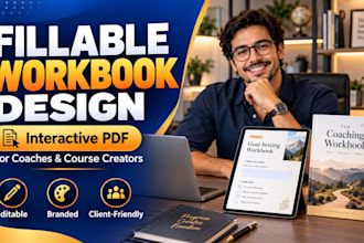design fillable workbook interactive pdf, fillable pdf workbook for coaches