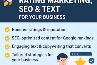 expert custom rating marketing, SEO, text, for your business