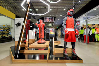 relayout sports store,punching bag,interior design, retail shop,reception,render