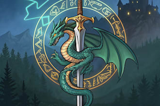 medieval, fantasy, rpg gaming logo design illustration