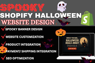 design spooky halloween shopify website store, christmas summer winter website