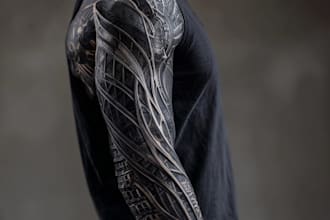 draw detailed black and white tattoo artwork