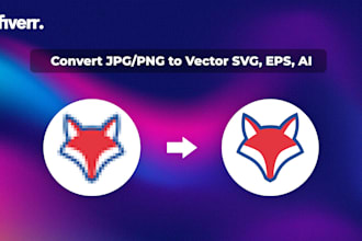 convert your jpg or png into sharp vector files svg, eps, ai, PDF