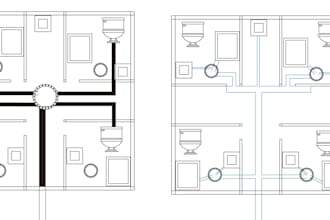 draw 2d architectural drawing in autocad from sketch
