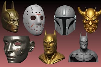sculpt 3d mask, 3d helmet cosplay, halloween 3d custom mask, and armor model