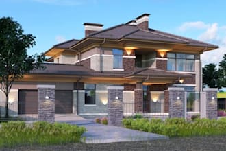 restyle 3d exterior house apartment,house elevation, carpark, rooftop,cgi render