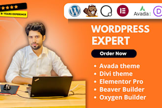 build wordpress website with divi, avada, beaver, oxygen builder