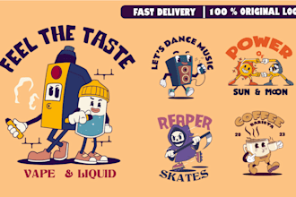 design retro vintage cartoon mascot logo illustration