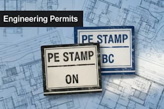 architectural stamp, engineering drawing, pe stamp, site plan, on, bc, blueprint