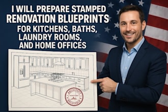 prepare stamped renovation for kitchens, baths, laundry rooms, and home offices