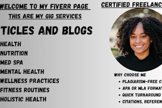 write health, wellness, med spa, and fitness blogs and content