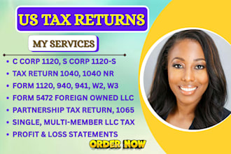 do US tax filings, tax returns, llc tax, business tax 1120 5472 1040 cpa