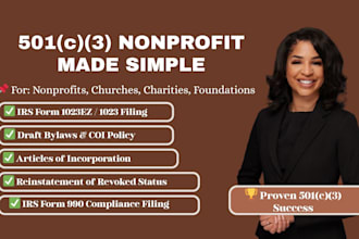 register or reinstate 501c3 nonprofit, draft bylaws, coi, 1023ez, form 990