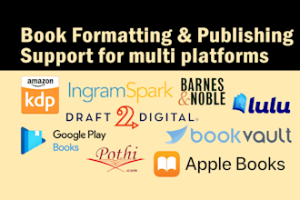 format and publish paperback book, ebook on KDP or ingramspark or barnes noble