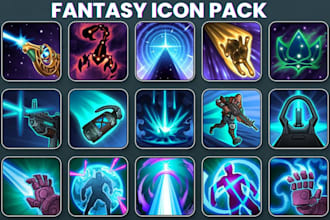 design game art ability and skill icons for rpg, mobile game UI, spells, power