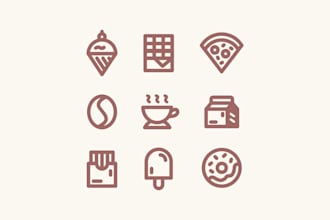 design a simple food and beverage line icons