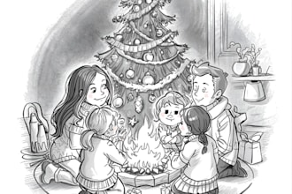 draw unique christmas cartoon caricature