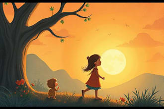 draw children book illustration and cover