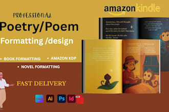 format design poetry book, poem chapbook, nonfiction novel story, children book