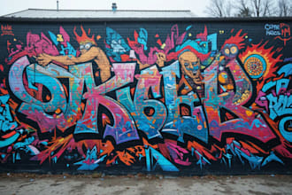 design mural art wall illustration graffiti art wallpaper