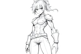 sketch anime or manga illustration, full body
