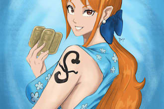 illustrate unique characters in anime or comic style art