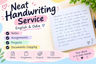 write neat handwritten notes and assignments in english