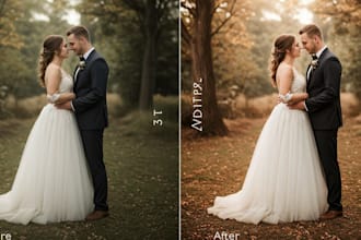professionally edit your wedding and event photos in lightroom