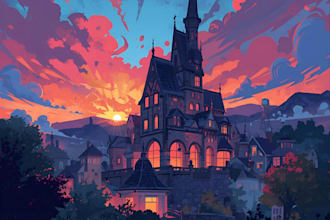 draw original watercolor landscape or architecture art