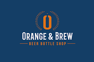 design traditional orange brew craft beer shop logo