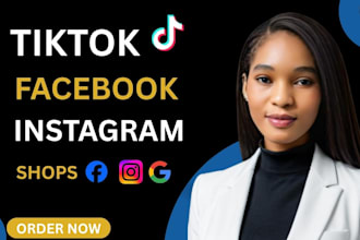 set up tiktok shop dropshipping,facebook shop setup, instagram shop optimization