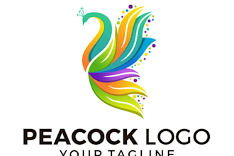 design a unique peacock logo with feathers and royal style