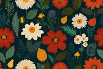 create botanical illustration with hand drawn