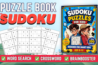 create sudoku puzzle activity book cover for amazon KDP