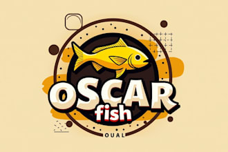 create an eye catching oscar fish mascot logo for you in 12 hours