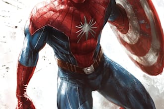 do a superhero comic, comic art, comic cover art