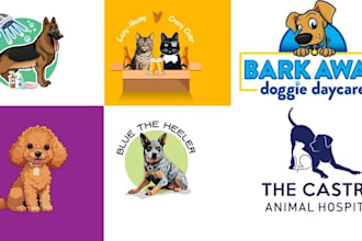 design modern animal pet  veterinary clinic logo  pet, dog, cat, for you