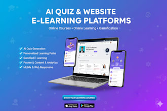 build ai quiz app and website, online course app, elearning app, ai learning app