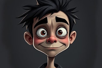 draw funny cartoon character, caricature, portrait