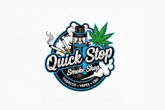 create graceful and fantastic smoke shop logo design