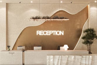 renovate 3d hotel reception,meeting room, texturing lightning, lobby, cgi render