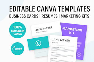 create canva templates for business cards, resumes, and marketing kits,  designs
