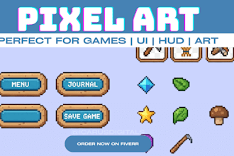 make custom pixel art UI elements, icons, and hud assets